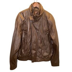 Vintage Brown Leather Motorcycle‎ Jacket - Stylish Biker Outerwear Sere Descript